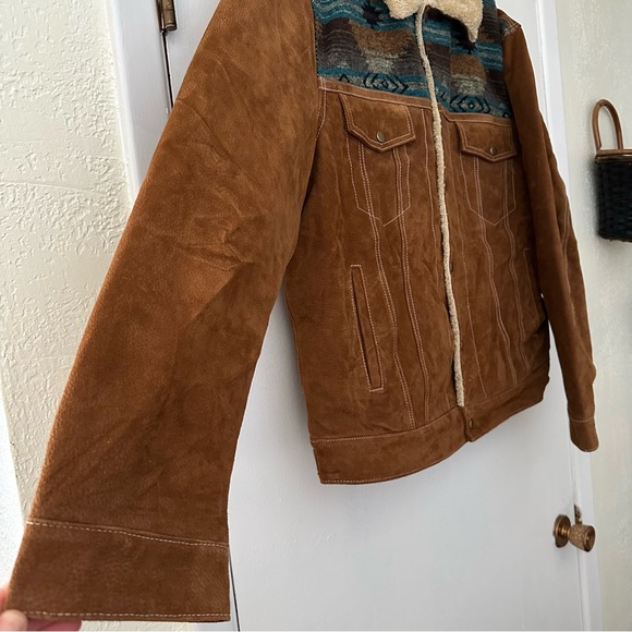 NEW Scully Rodeo Men’s Aztec Boar Suede Jean Sherpa Buttonup Jacket Brown 3XL - Picture 4 of 15